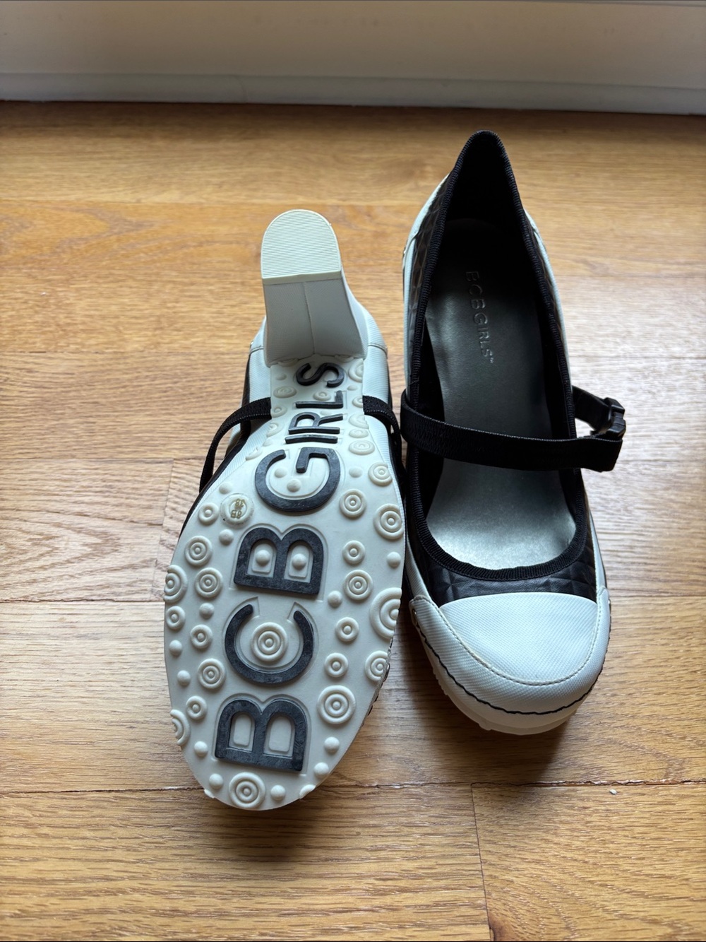 BCBGMaxAzria Black and White Mary Jane Platform Sneaker Flats